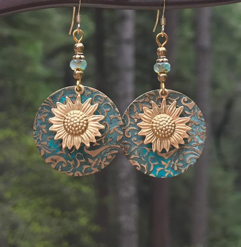 Wholesale Vintage Bohemian Sunflower Alloy Earrings